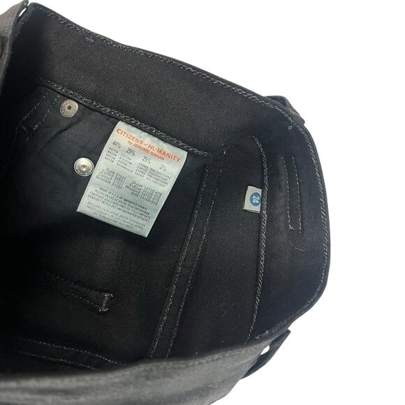 Citizens of Humanity Rocket Slick High Rise Skinny Jeans Sz 24 Black Leatherette - Picture 8 of 11